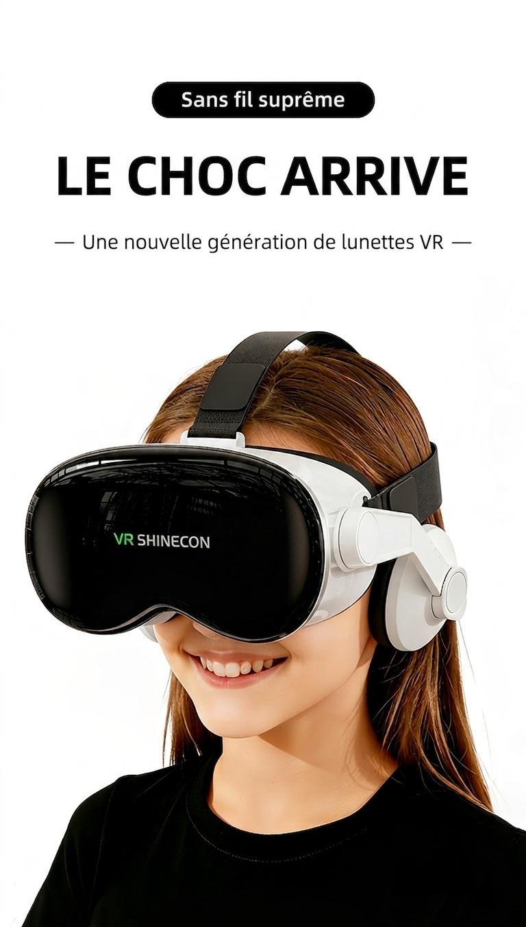 Lunettes de réalité virtuelle 3D Shinecon G18EB, verres HD, pour smartphones Android et iOS de 4,7 à 7 pouces #19030001