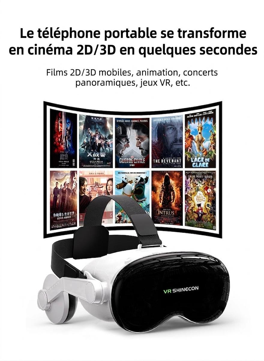 Lunettes de réalité virtuelle 3D Shinecon G18EB, verres HD, pour smartphones Android et iOS de 4,7 à 7 pouces #19030001