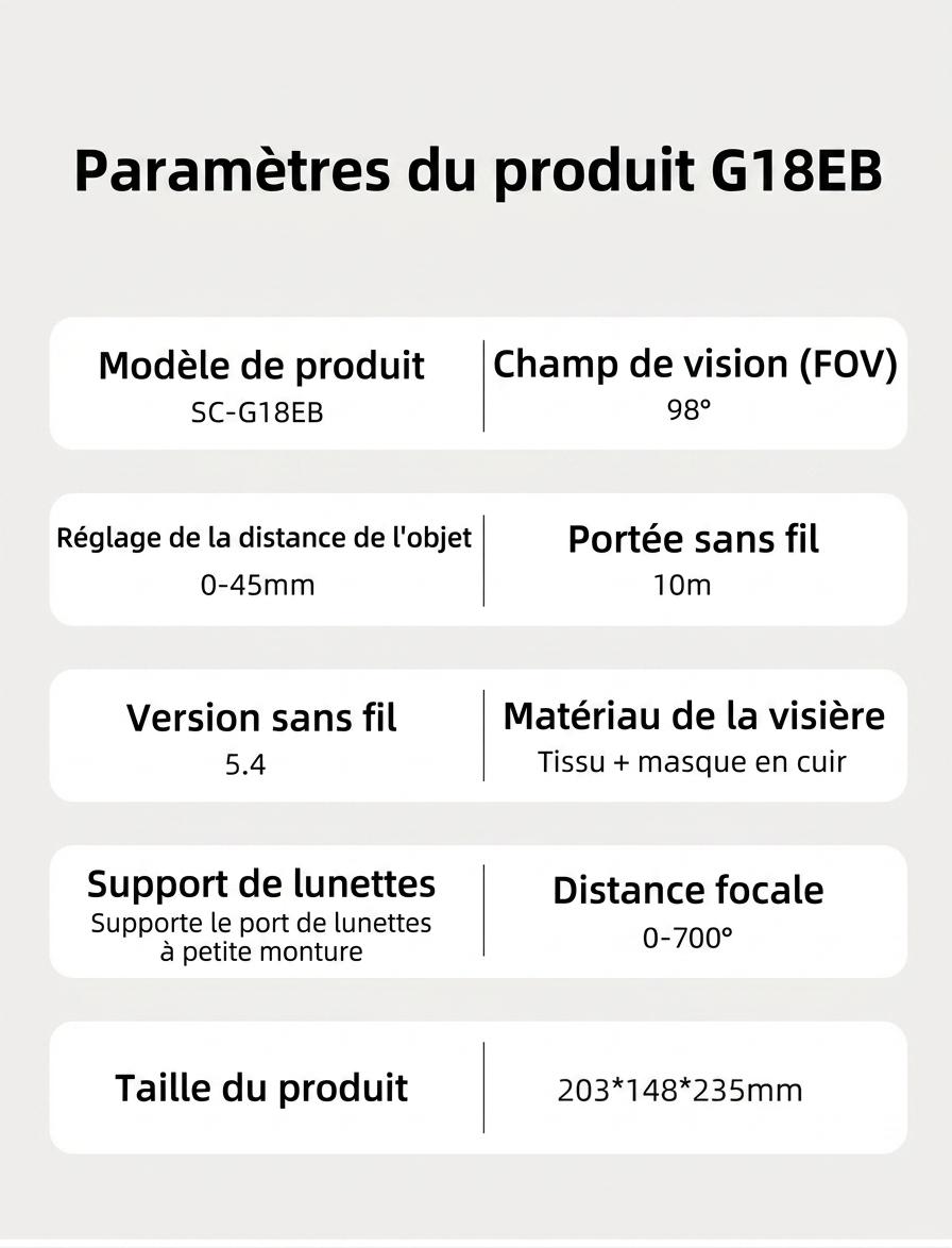 Lunettes de réalité virtuelle 3D Shinecon G18EB, verres HD, pour smartphones Android et iOS de 4,7 à 7 pouces #19030001