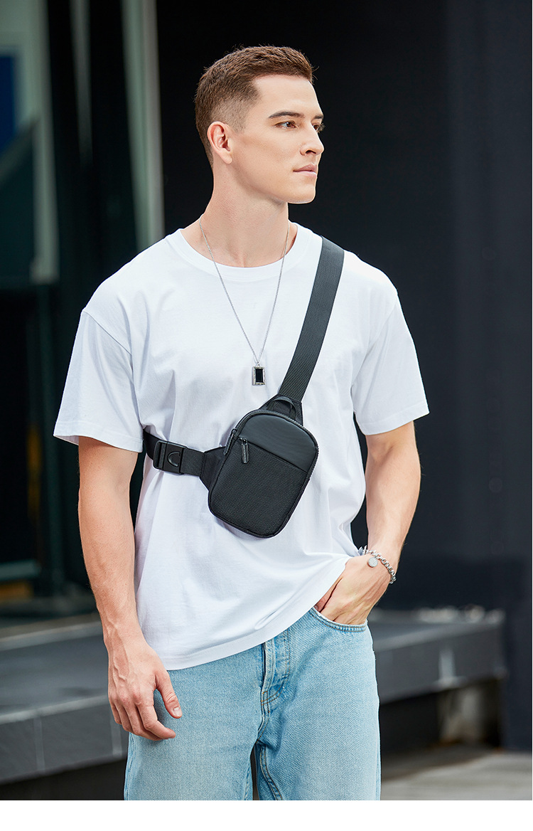 Men's Black Chest Sling Bag - Compact Crossbody Pouch