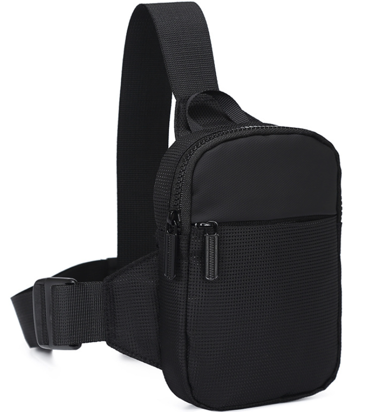 Men's Black Chest Sling Bag - Compact Crossbody Pouch