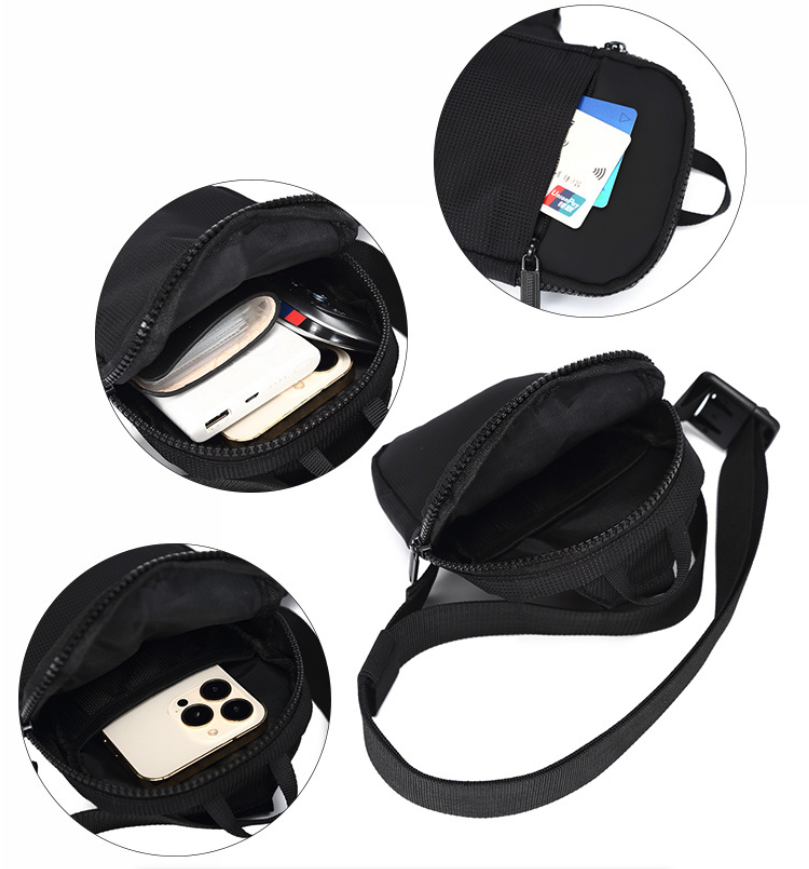 Men's Black Chest Sling Bag - Compact Crossbody Pouch