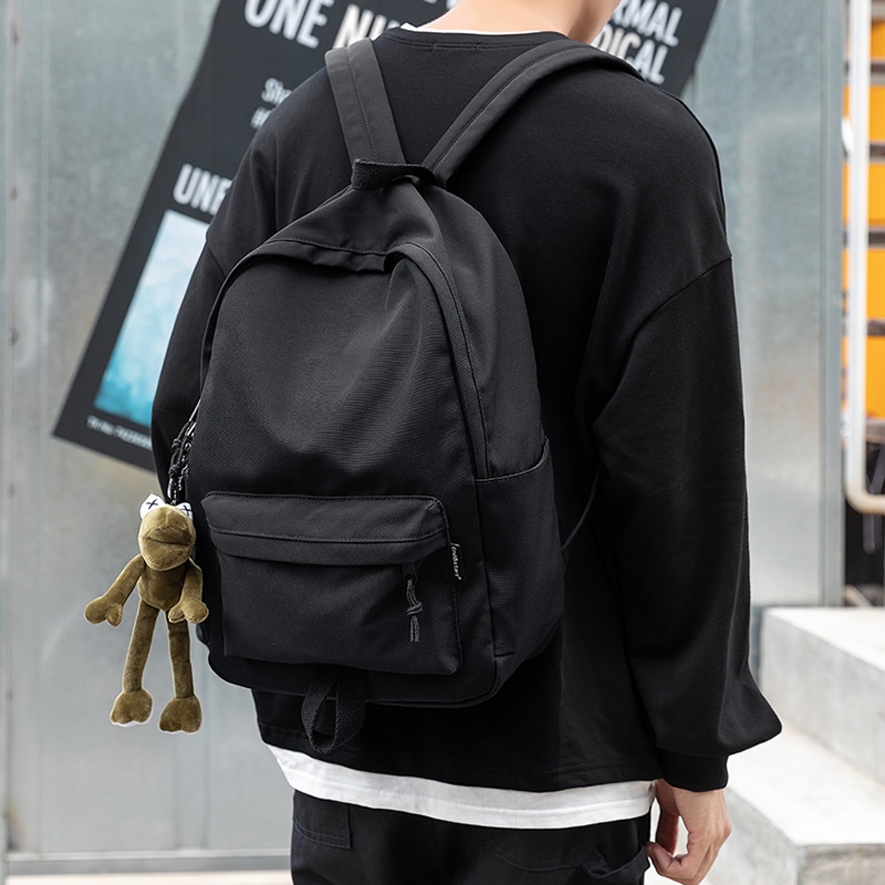 Minimalist Black Backpack - Unisex Everyday School & Travel Bag