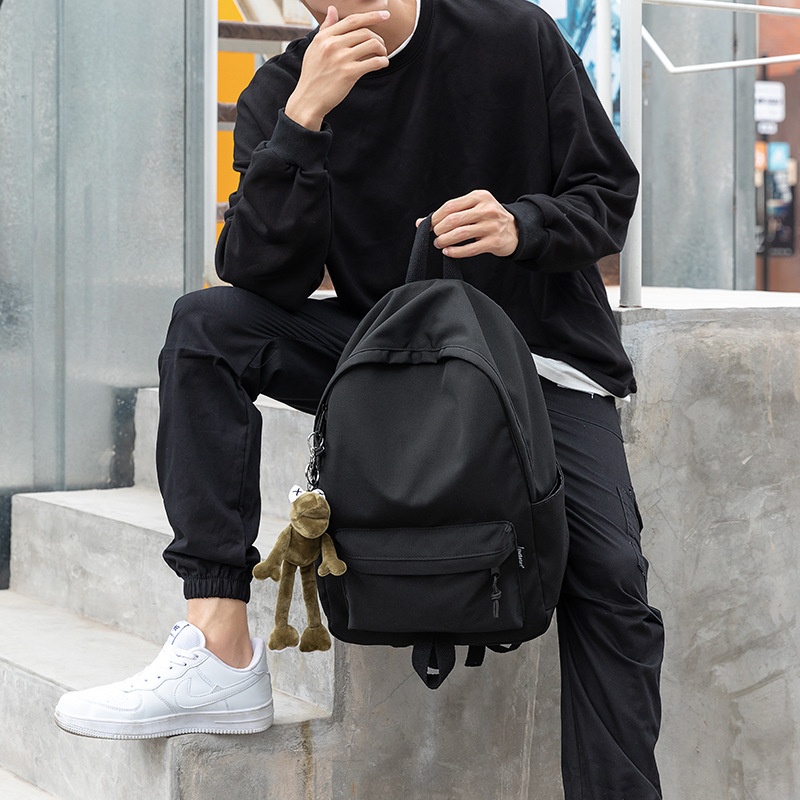 Minimalist Black Backpack - Unisex Everyday School & Travel Bag
