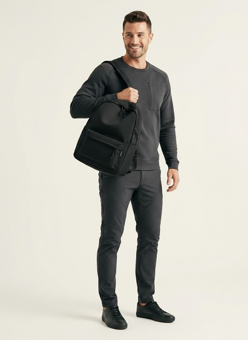 Minimalist Black Backpack - Unisex Everyday School & Travel Bag