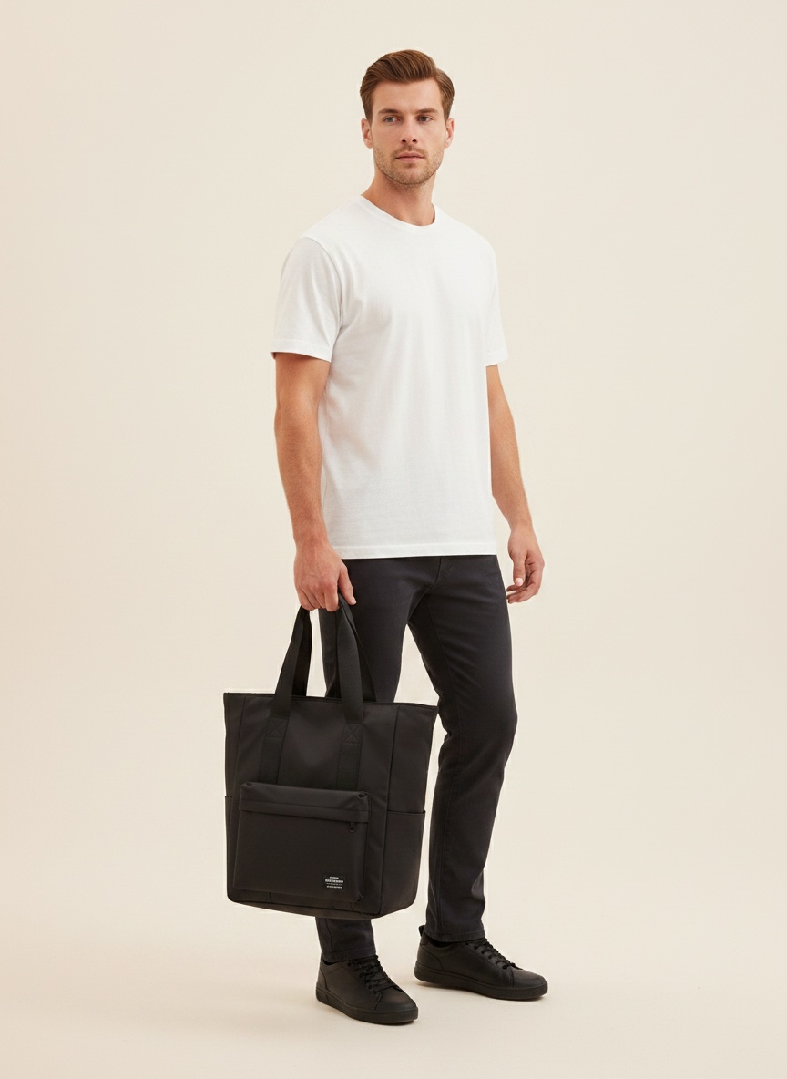 Men's Casual Nylon Tote Bag - Laptop & Travel Shoulder Bag