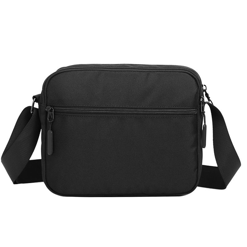 Sleek Black Crossbody Bag - Durable & Multi-Pocket
