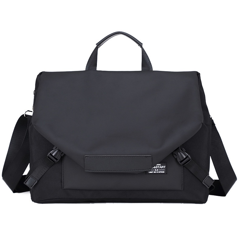Men's Modern Matte Black Messenger Bag - Laptop Briefcase