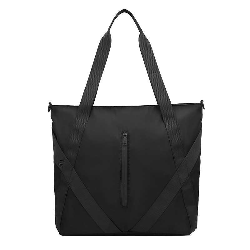 Men's Black Nylon Tote Bag - Gym & Travel Shoulder Bag