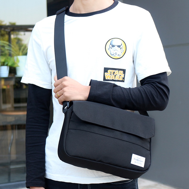 Men's Casual Black Messenger Crossbody Bag