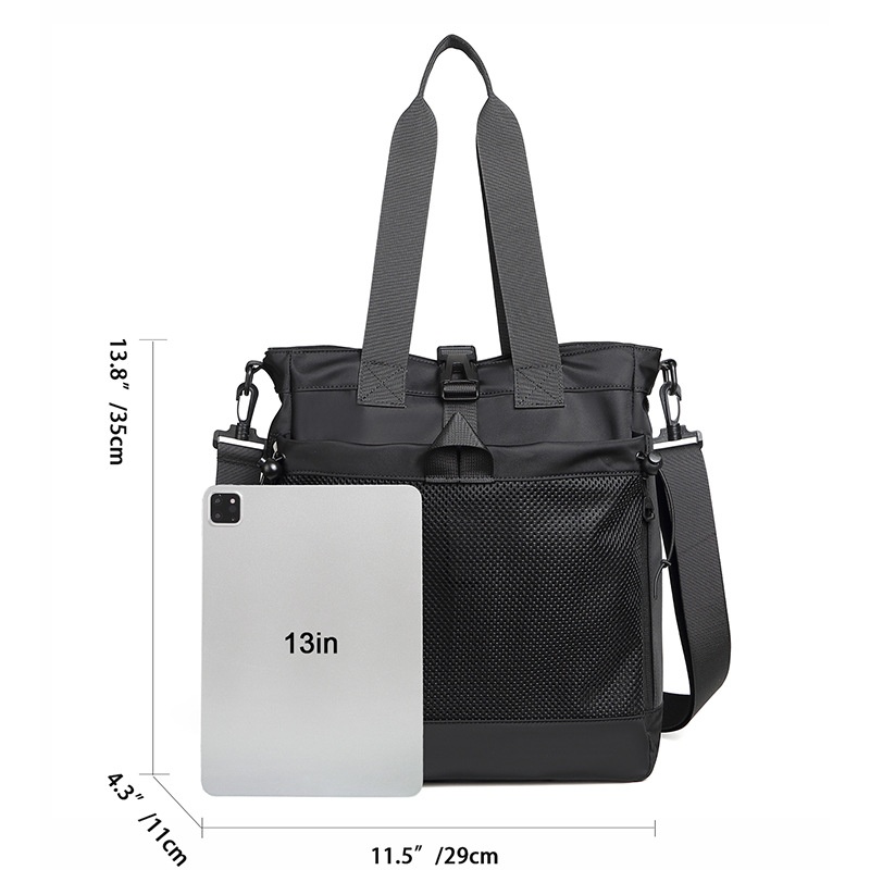 Versatile Black Utility Tote Bag with Shoulder Strap