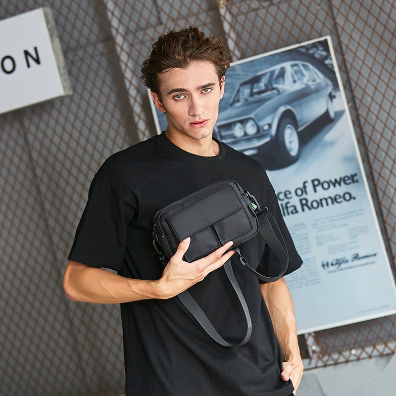 Men's Black Utility Crossbody Bag - Durable & Stylish