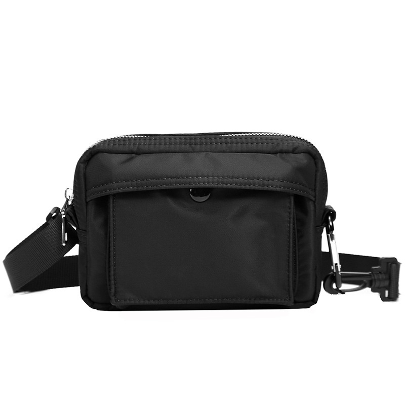 Men's Black Nylon Crossbody Bag - Mini Shoulder Pouch