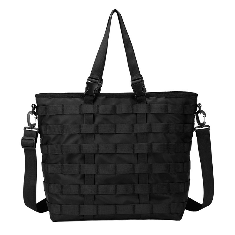 Black Tactical Utility Tote Bag with Detachable Strap