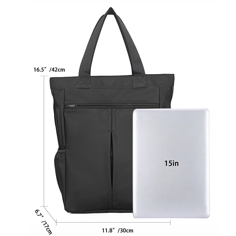 Versatile Black Nylon Tote Bag - Laptop & Travel Ready