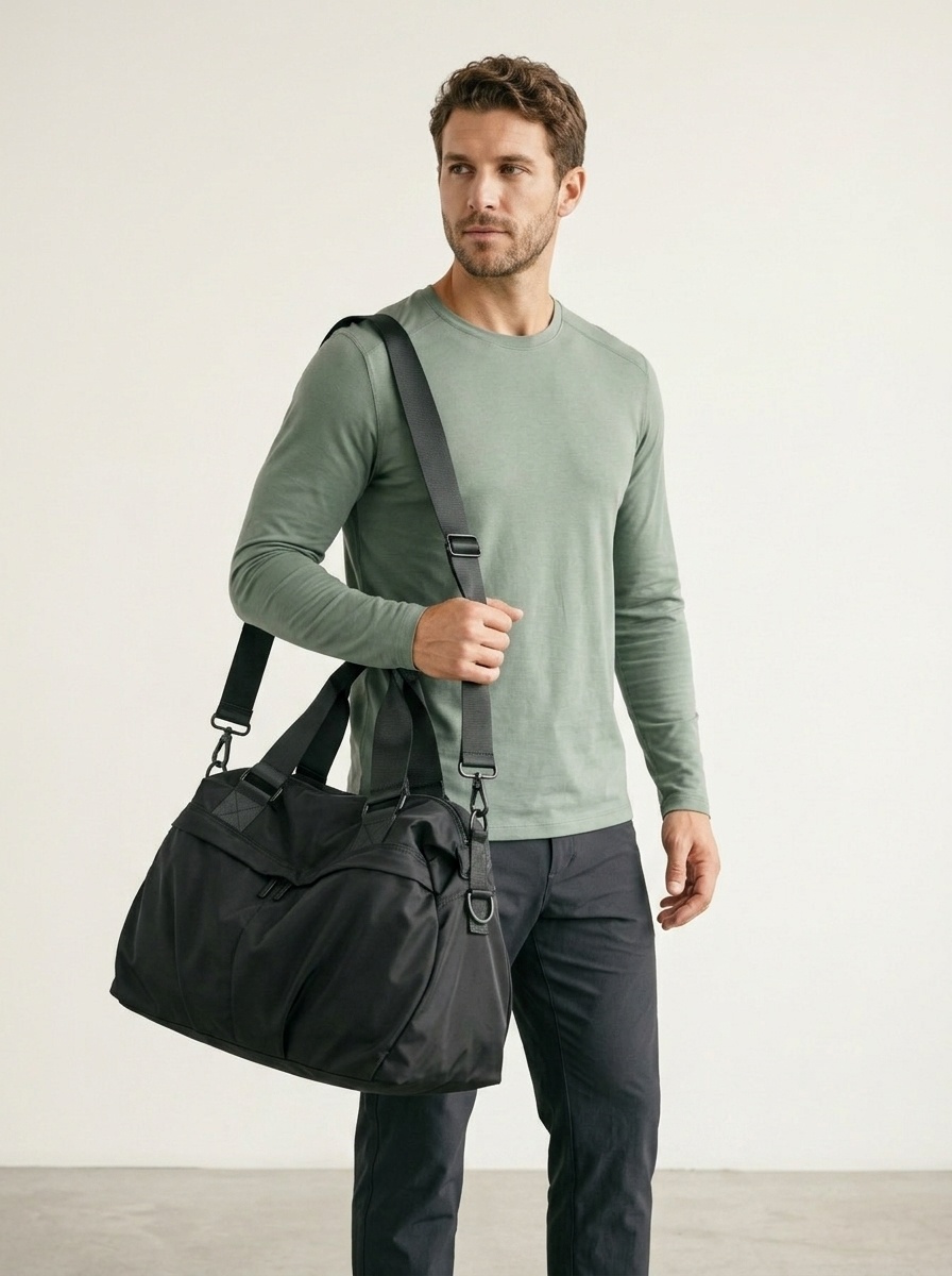 Versatile Black Travel Duffel Bag - Gym & Shoulder Tote