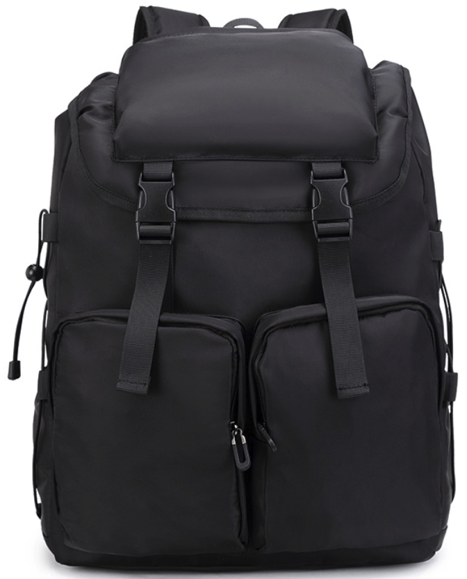 Stylish Black Roll-Top Backpack with Laptop Sleeve