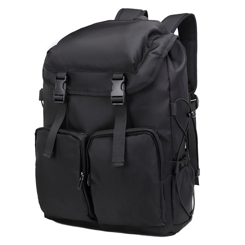 Stylish Black Roll-Top Backpack with Laptop Sleeve