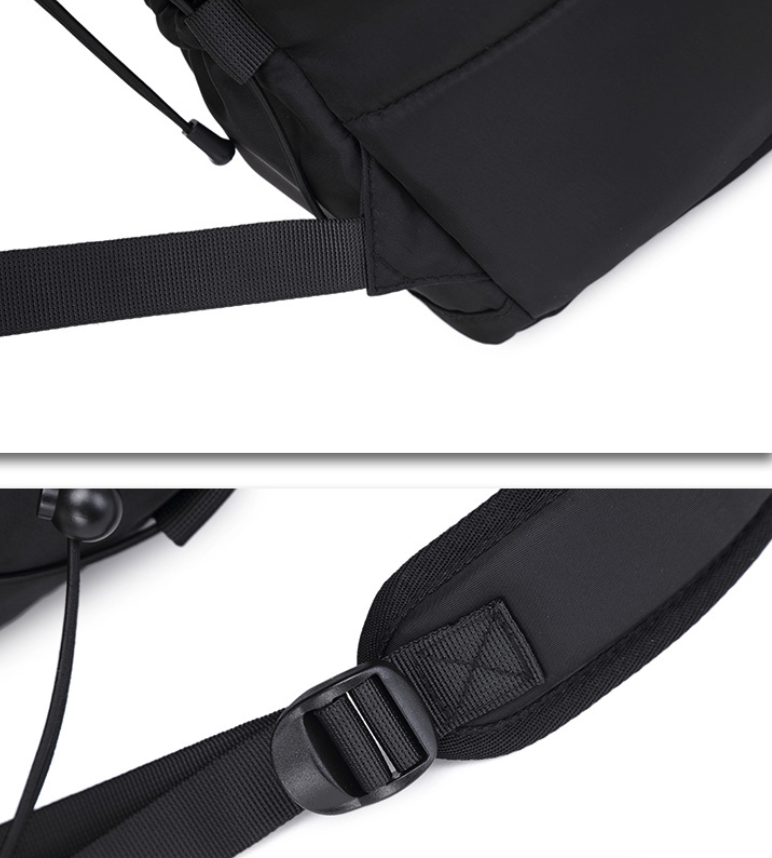 Stylish Black Roll-Top Backpack with Laptop Sleeve