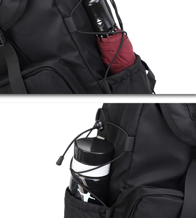 Stylish Black Roll-Top Backpack with Laptop Sleeve