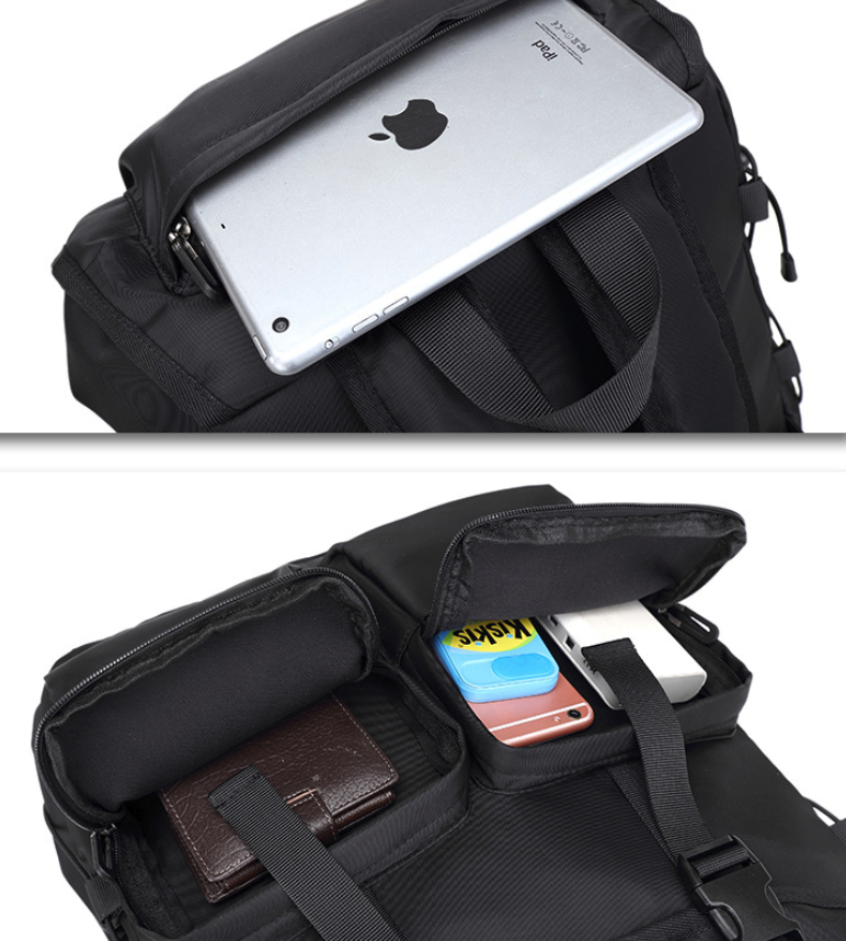 Stylish Black Roll-Top Backpack with Laptop Sleeve