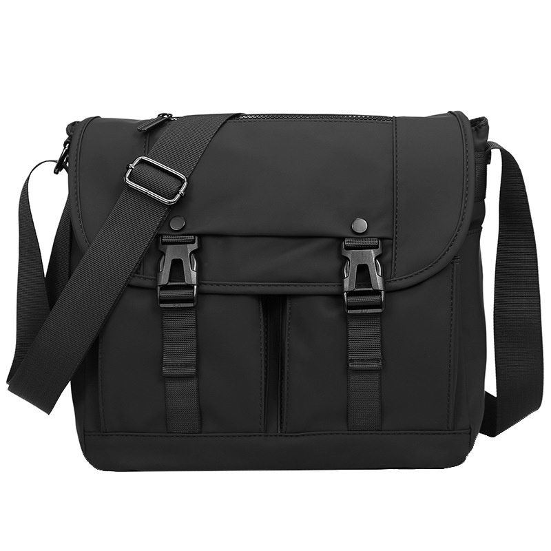 Matte Black Messenger Bag - Durable Crossbody for Men