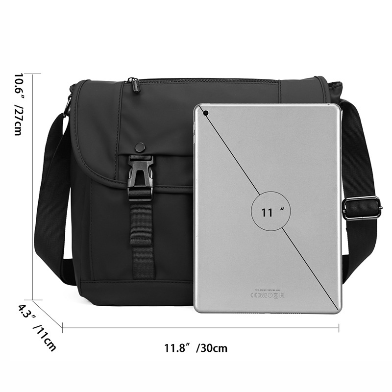 Matte Black Messenger Bag - Durable Crossbody for Men