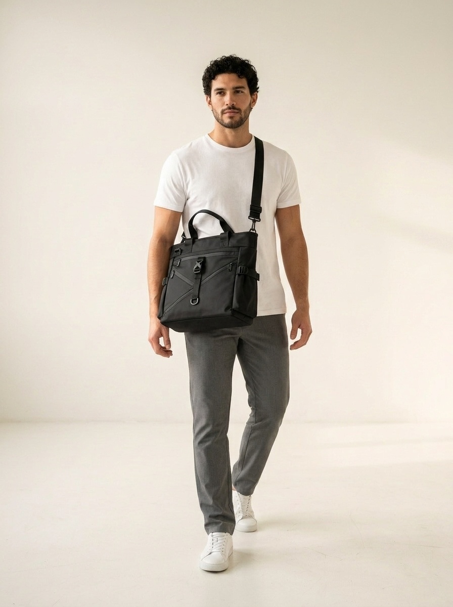 Men's Tactical Techwear Tote Bag - Shoulder & Laptop Carry