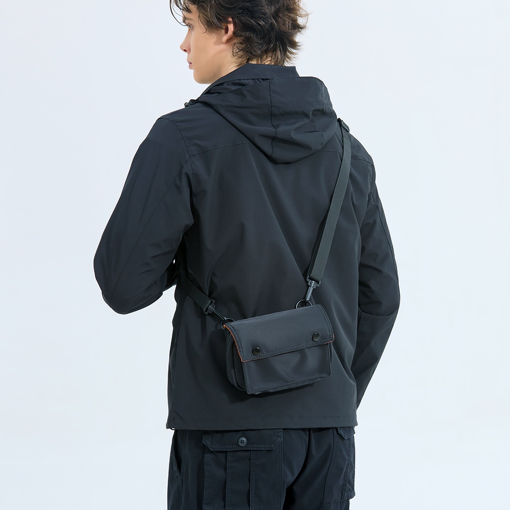 Men's Compact Black Crossbody Bag - Casual Shoulder Pouch