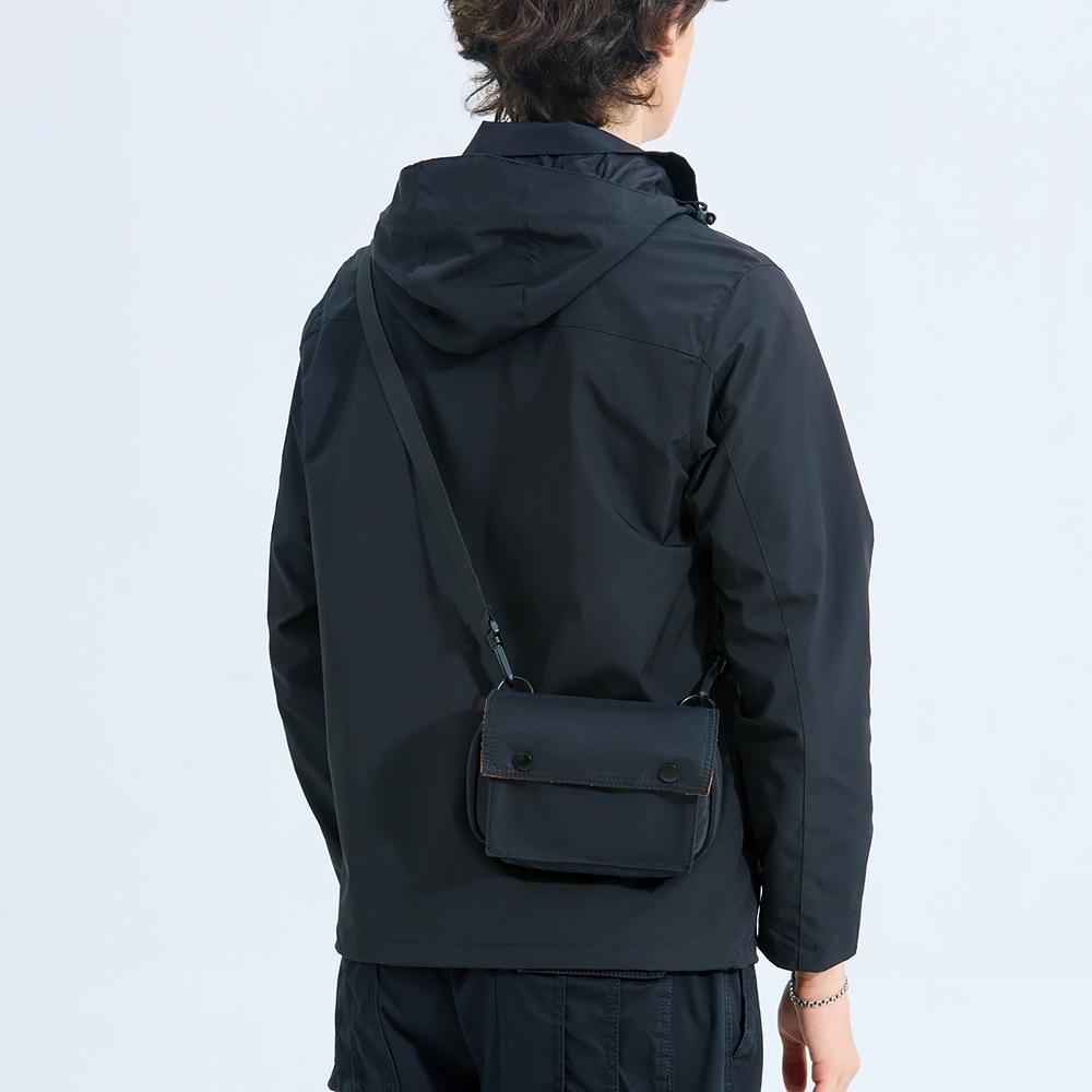 Men's Compact Black Crossbody Bag - Casual Shoulder Pouch