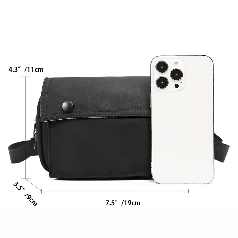 Men's Compact Black Crossbody Bag - Casual Shoulder Pouch