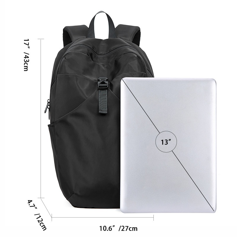 Minimalist Black Everyday Backpack with Laptop Sleeve