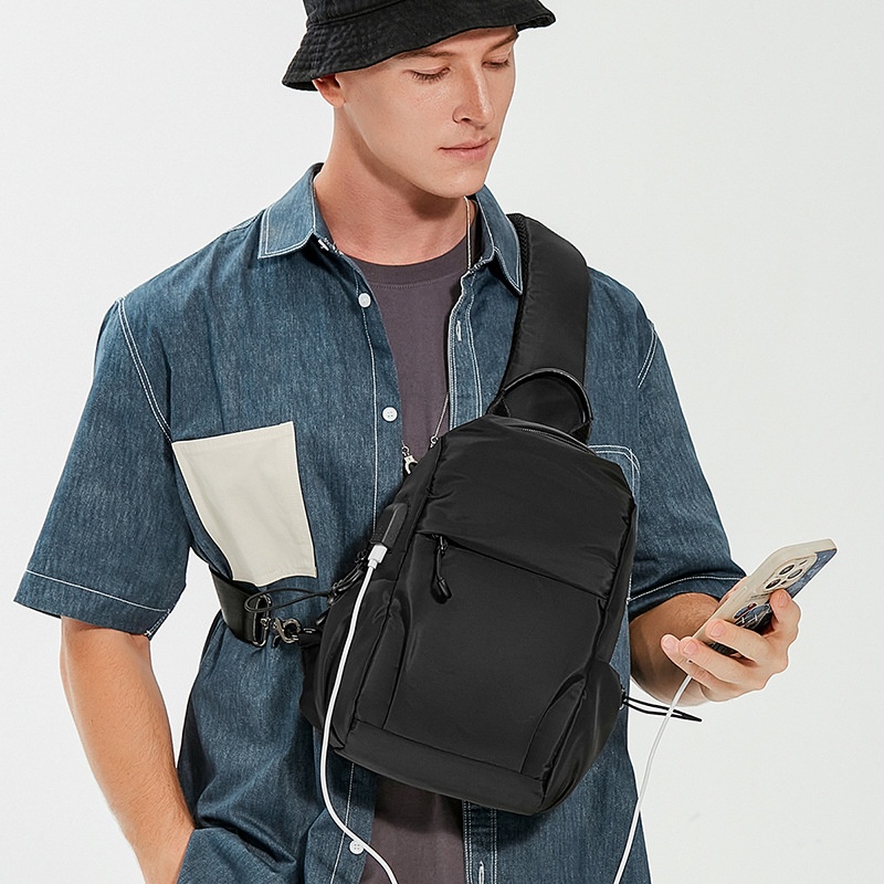 Men's USB Charging Sling Bag - Crossbody Chest Pack