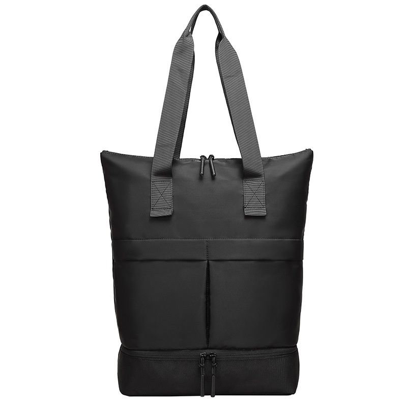 Black Gym & Travel Tote Bag with Shoe Compartment