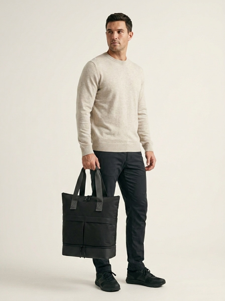 Black Gym & Travel Tote Bag with Shoe Compartment