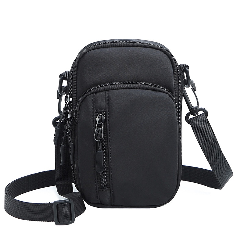 Men's Black Nylon Crossbody Bag - Small Shoulder Pouch