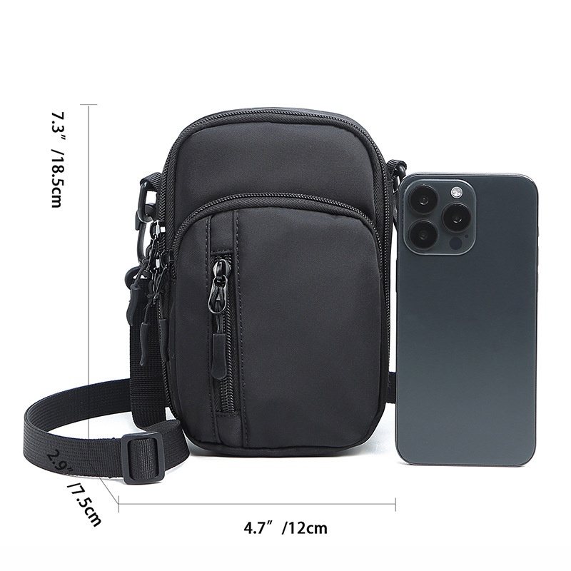 Men's Black Nylon Crossbody Bag - Small Shoulder Pouch