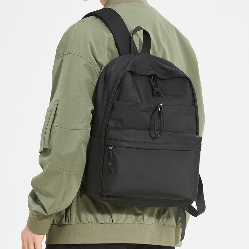 Minimalist Black Backpack - Casual Laptop Travel Bag