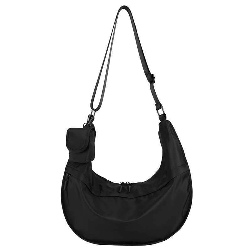 Unisex Black Nylon Sling Bag - Casual Crossbody Shoulder Pack