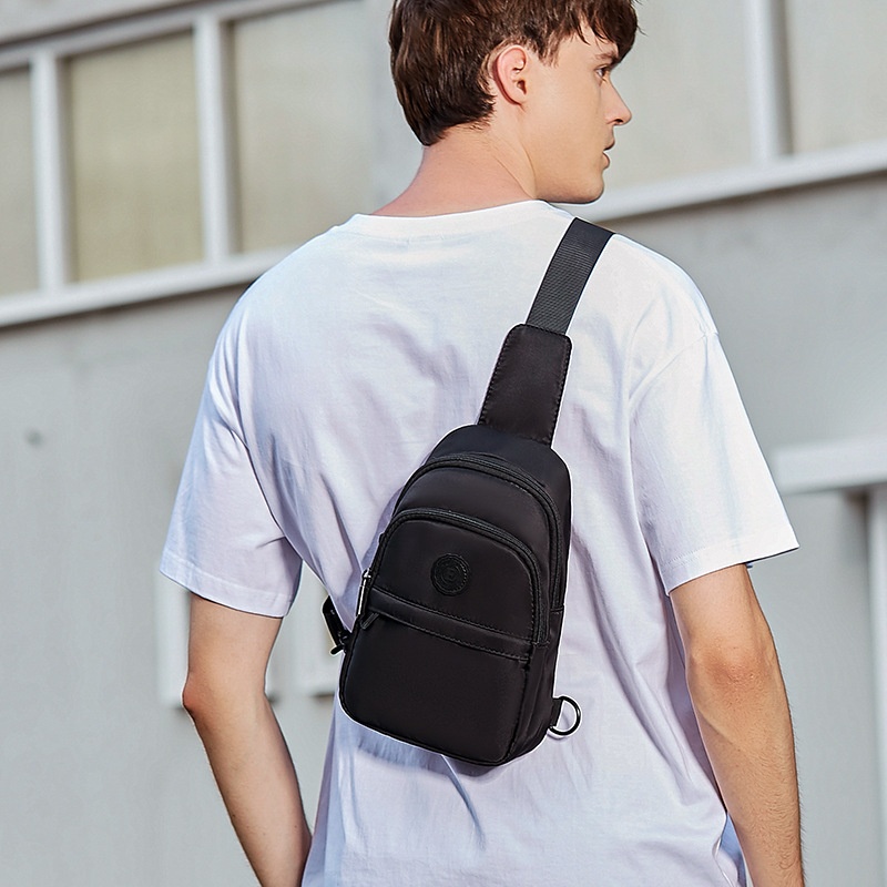 Men's Compact Black Sling Bag - Chest Crossbody Pack