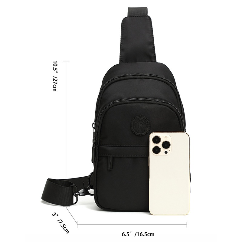 Men's Compact Black Sling Bag - Chest Crossbody Pack