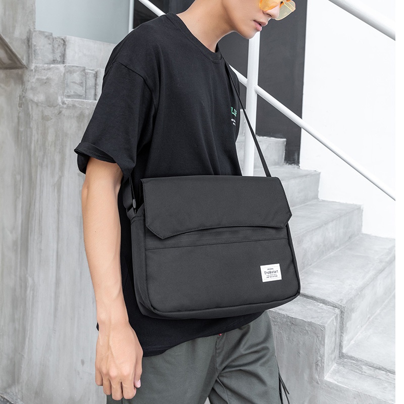 Men's Casual Black Messenger Bag - Crossbody Computer Bag