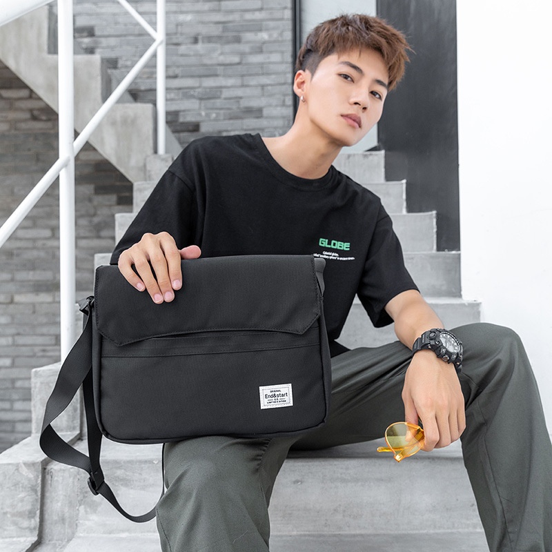 Men's Casual Black Messenger Bag - Crossbody Computer Bag