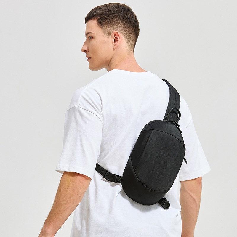 Sleek Black Sling Bag - Men's Crossbody Chest Bag