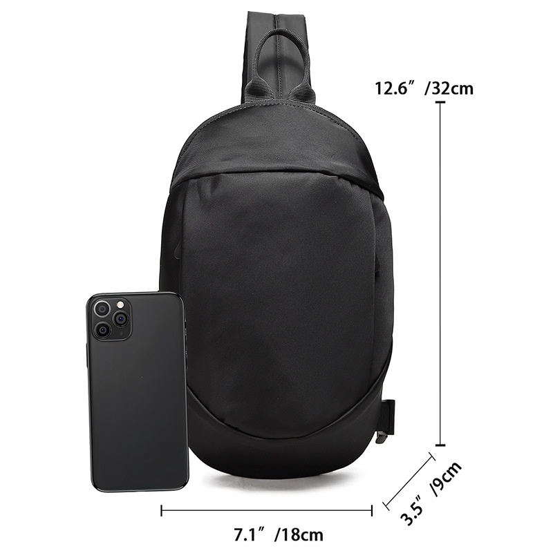 Sleek Black Sling Bag - Men's Crossbody Chest Bag