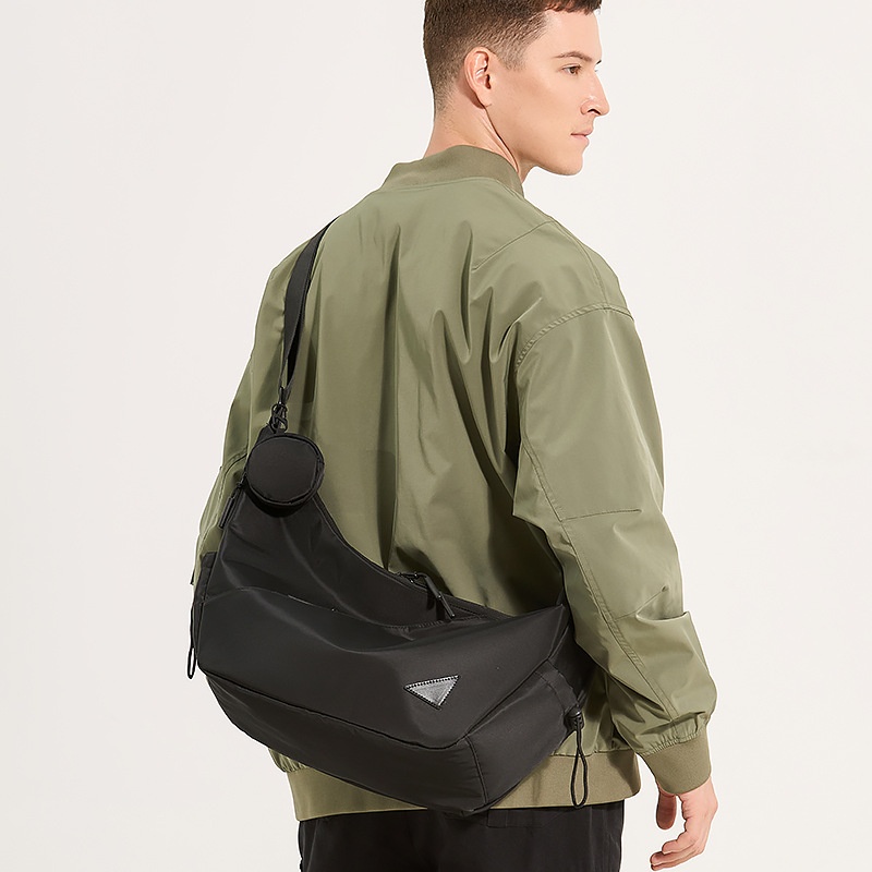 Modern Black Nylon Crossbody Sling Bag for Men