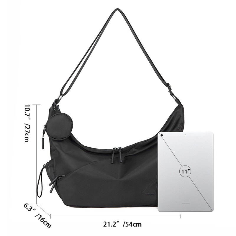 Modern Black Nylon Crossbody Sling Bag for Men