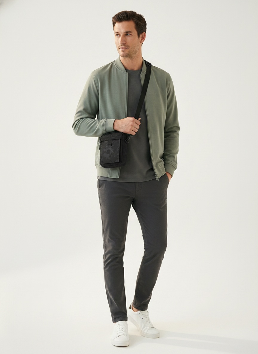 Men's Black Camo Crossbody Bag - Small Sling Pouch