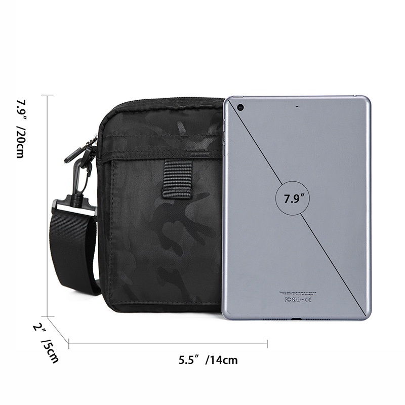 Men's Black Camo Crossbody Bag - Small Sling Pouch