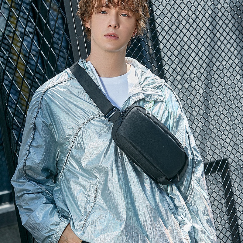 Modern Black Crossbody Sling Bag - Compact Chest Pack